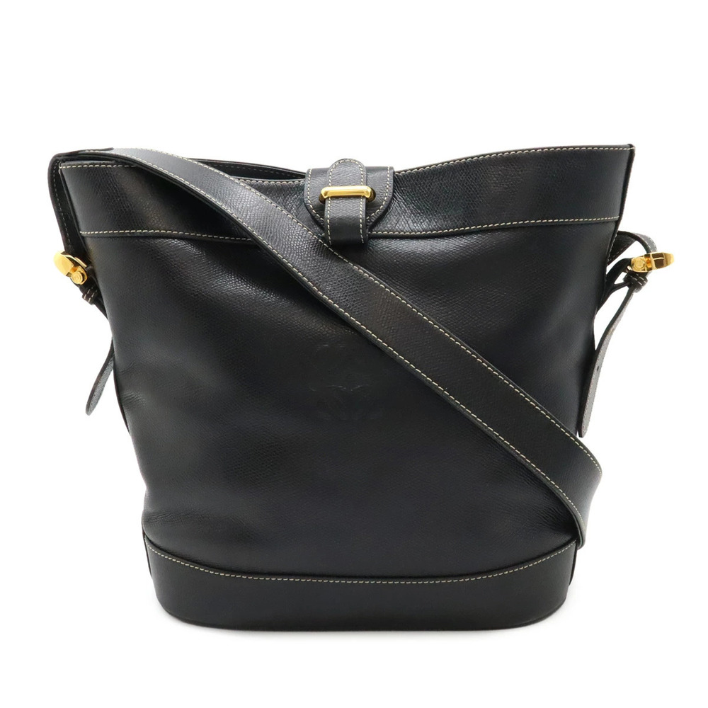 Loewe Anagram Shoulder Bag Hobo Bucket Leather Black
